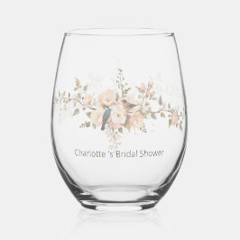Floral Watercolor Script Romance Stemless Bridal S Wijnglas Zonder Voet