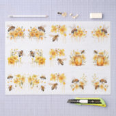 Floral Watercolor Summer Honey Bees Decoupage Tissuepapier (Craft)