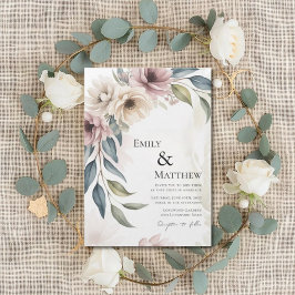 Floral Watercolor Wedding Invitation Kaart