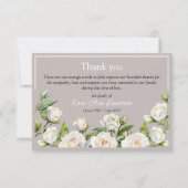 Floral watercolor white roses frame funeral bedankkaart (Voorkant)