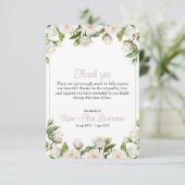 Floral watercolor white roses frame funeral bedankkaart (Staand voorkant)