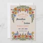 Floral Watercolor Wildflower Wedding Invitation Kaart (Voorkant)