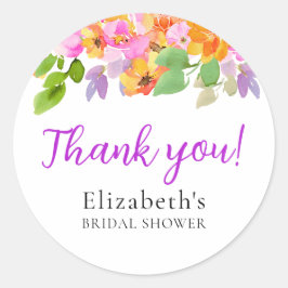 Floral Watercolour Boho Fall Bride Shower Ronde Sticker