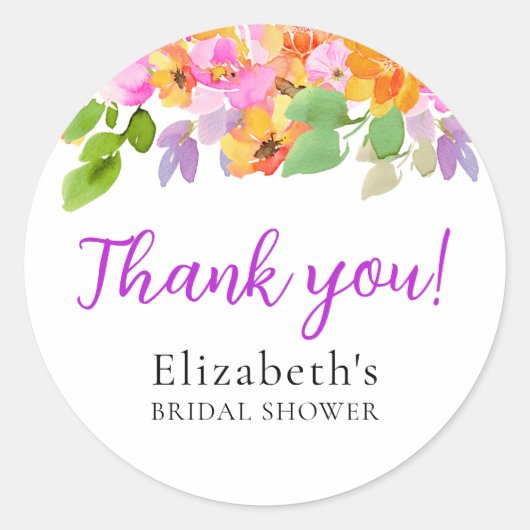 Floral Watercolour Boho Fall Bride Shower Ronde Sticker (Voorkant)