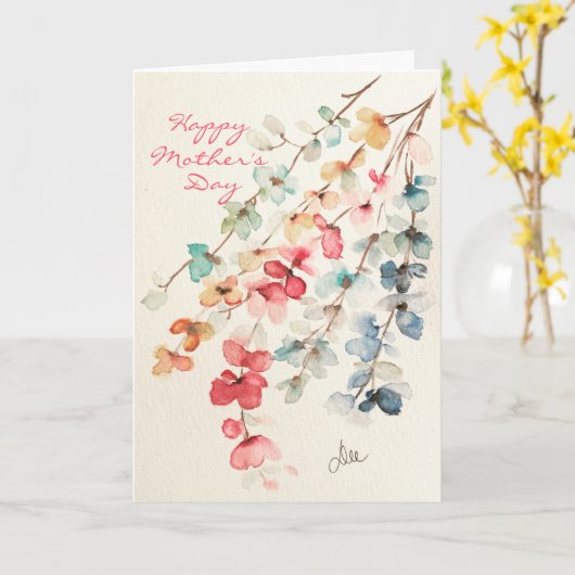 Floral Waterfall Moederdag Kaart (Gele Bloem)