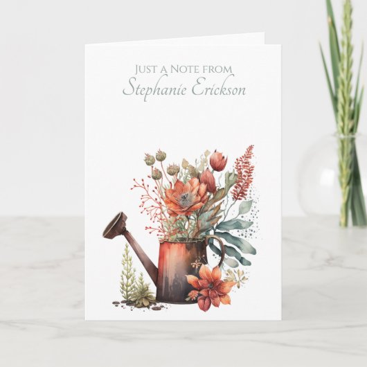 Floral Watering Can Personalized Stationery Notitiekaartje (Voorkant)