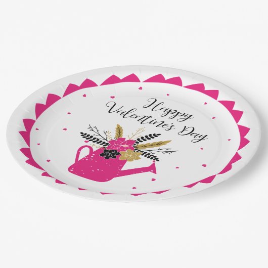 Floral Watering kan Valentijn ID735 Papieren Bordje (Gekanteld)