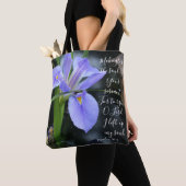 Floral (wateriris) w/ vers uit Psalm 86:4 Tote Bag (Dichtbij)
