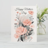 Floral Waterkleurige Moederdag Kaart (Staand voorkant)