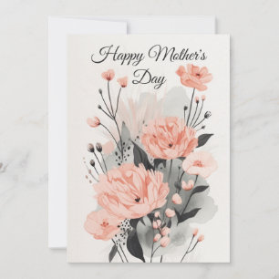 Floral Waterkleurige Moederdag Kaart