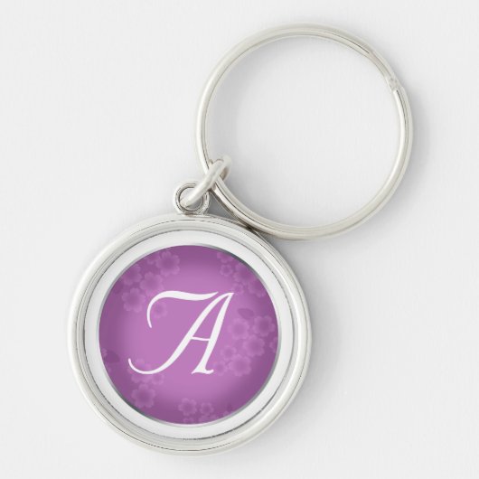 Floral Watermark Amethyst Monogram Sleutelhanger (Voorkant)