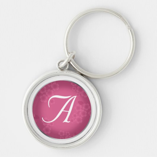Floral Watermark Fuchsia Monogram Sleutelhanger (Voorkant)