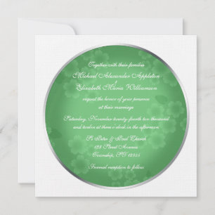 Floral Watermark Jade Green Wedding Invitations Kaart