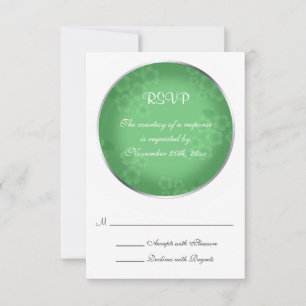 Floral Watermark Jade Green Wedding RSVP Kaarten Kaartje