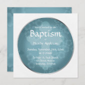 Floral Watermark Slate Blue Baptism Invitations Kaart (Voorkant / Achterkant)