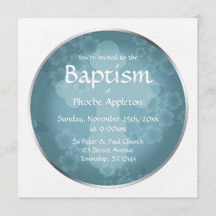 Floral Watermark Slate Blue Baptism Invitations Kaart