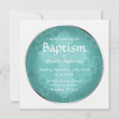 Floral Watermark Turquoise Baptism Invitations Kaart (Voorkant)