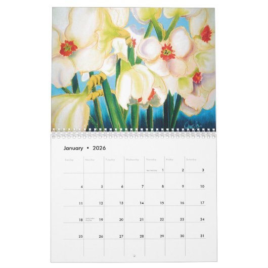 Floral Waterverf 2013 kalender (Jan 2026)