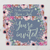 Floral Waterverf aangepaste bruiloft Kaart (Voorkant / Achterkant)