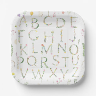 Floral Waterverf alfabet papier Bord