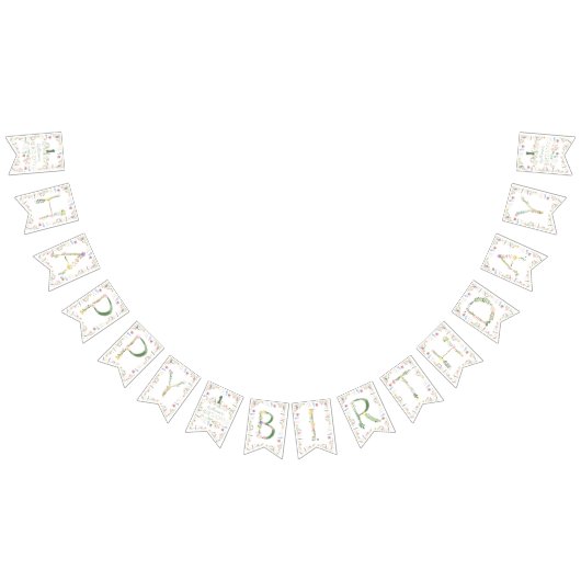 Floral Waterverf Alphabet ABC Verjaardag Vlaggetjes (Alle)