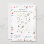 Floral Waterverf Alphabet ABC Verjaardagsuitnodigi Kaart (Voorkant)
