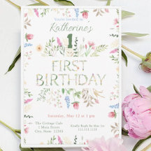 Floral Waterverf Alphabet ABC Verjaardagsuitnodigi