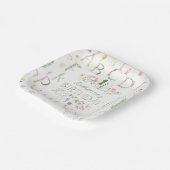 Floral Waterverf Alphabet Verjaardagspapier Bord (Gebogen)