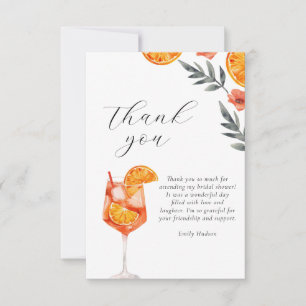 Floral Waterverf Aperol Spritz Vrijgezellenfeest Bedankkaart