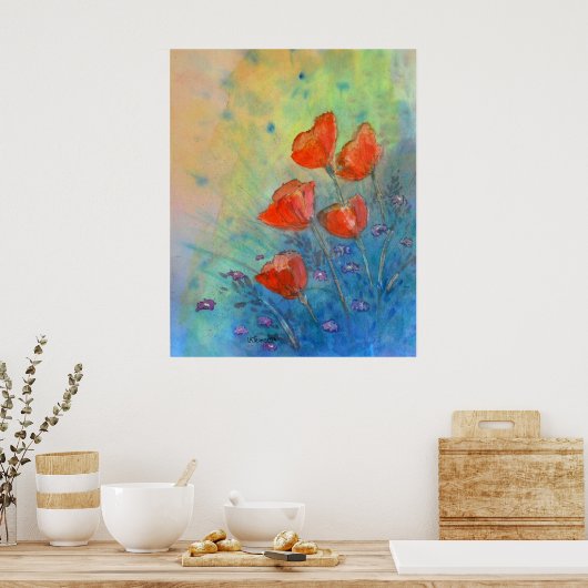 Floral Waterverf Art Print (Keuken)