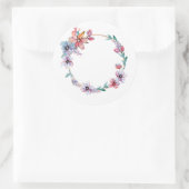 Floral Waterverf Art Wreath Craft Ronde Sticker (Tas)