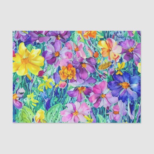 Floral Waterverf Artistic Decoupage waardig Tissuepapier (Voorkant)