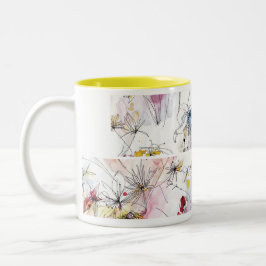 Floral Waterverf Artistic Tea Tweekleurige Koffiemok