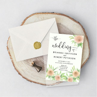  Floral Waterverf Aster Flowers Wedding Kaart