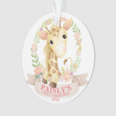 Floral Waterverf Baby Giraffe kerstfoto Ornament (voorkant)