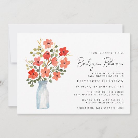 Floral Waterverf Baby in Baby shower Bloom Kaart (Voorkant)