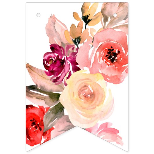 Floral Waterverf Baby in Baby shower Bloom Vlaggetjes (Eerste vlag)