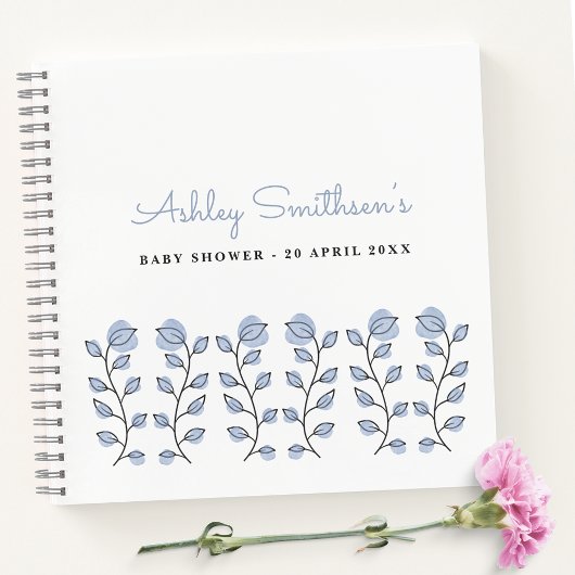 Floral Waterverf Baby shower (blauw) Notitieboek