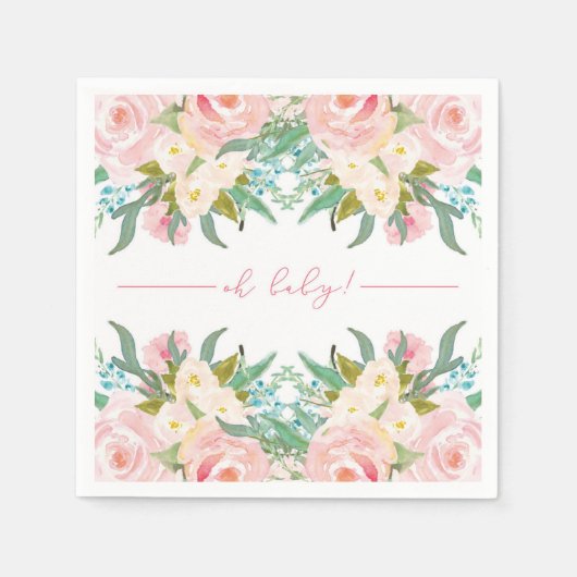 Floral Waterverf Baby shower Cocktail servet (Voorkant)