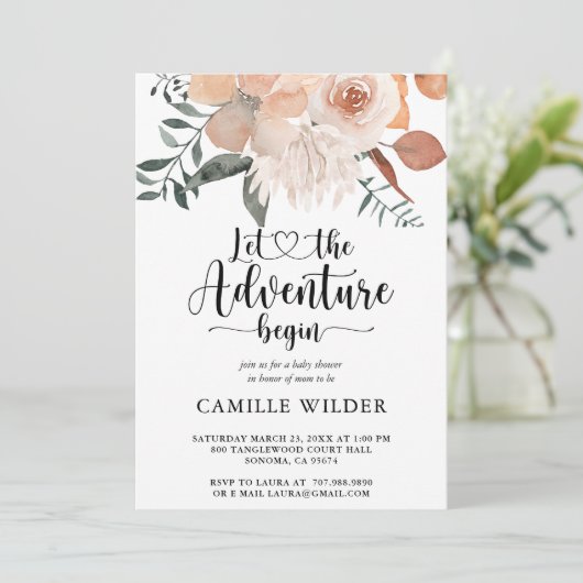  Floral Waterverf Baby shower Kaart (Staand voorkant)