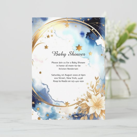 Floral Waterverf Baby shower Kaart (Staand voorkant)