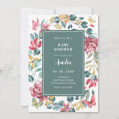 Floral waterverf baby shower kaart (Voorkant)
