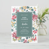 Floral waterverf baby shower kaart (Staand voorkant)