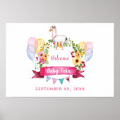 Floral Waterverf Baby shower Welkom Poster (Voorkant)