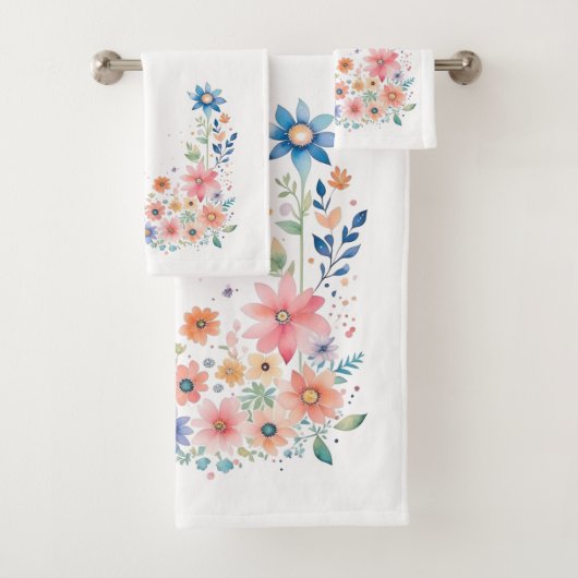 Floral-Waterverf Bad Handdoek (Insitu)