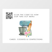 Floral Waterverf Bakery Logo | Menu QR Uit Raamsticker (Vel)