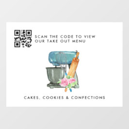 Floral Waterverf Bakery Logo | Menu QR Uit Raamsticker
