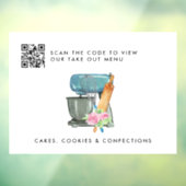 Floral Waterverf Bakery Logo | Menu QR Uit Raamsticker (Vel 3)