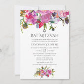  Floral Waterverf Bat Mitzvah Kaart (Voorkant)