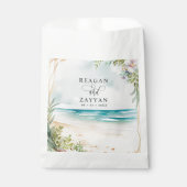 Floral Waterverf Beach Scene Summer Wedding Bedankzakje (Voorkant)